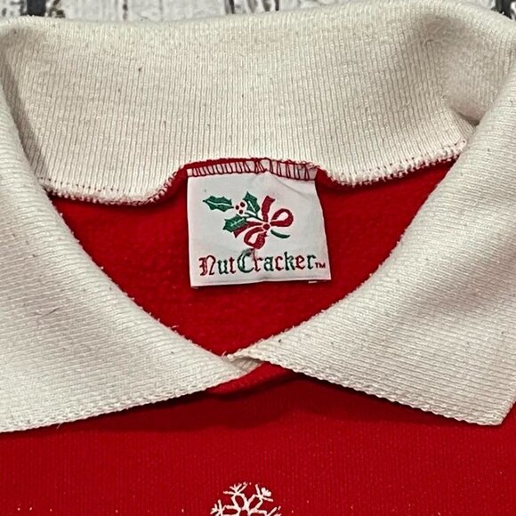 Vintage Nutcracker Snowman Red Holiday Ugly Christmas 1980s Sweatshirt - Picture 4 of 4